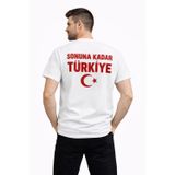 YAKE STORE Erkek TÜRKİYE Ay Yıldız Baskılı Taraftar Forma T-Shirt - Beyaz - Beyaz