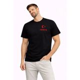YAKE STORE Erkek TÜRKİYE Ay Yıldız Baskılı Taraftar Forma T-Shirt - Siyah - Siyah