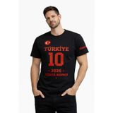 YAKE STORE Erkek TÜRKİYE Baskılı Tişört 2026 Dünya Kupası Taraftar Forma T-Shirt - Siyah - Siyah