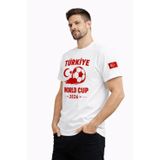 YAKE STORE Erkek Türkiye World Cup 2026 Baskılı Tişört Futbol Temalı Forma T-Shirt - Beyaz - Beyaz