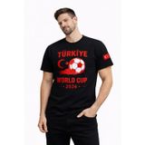YAKE STORE Erkek Türkiye World Cup 2026 Baskılı Tişört Futbol Temalı Forma T-Shirt - Siyah - Siyah
