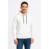 YAKE STORE Erkek Üç İplik Kapüşonlu Kanguru Cepli SweatShirt Hoodie - Beyaz - Beyaz