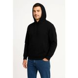 YAKE STORE Erkek Üç İplik Kapüşonlu Kanguru Cepli SweatShirt Hoodie - Siyah - Siyah