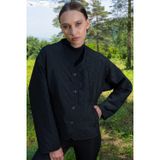 YAKE STORE KADIN KAPITONE UZUN KOL ETEGI OVAL CEPLI MONT - BLACK