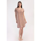 YAKE STORE KADIN LYC VISCON XXL V YAKA DANTELLI BIBILALI KISA KOL TUNIK - IMPATIENS PINK