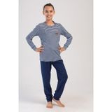 YAKE STORE KIZ COCUK INTERLOCK O YAKA UZUN KOL ETEGI OVAL MANSETLI PIJAMA TAKIM(7-8/13-14) - INDIGO