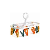Yake Store Plastik Çamaşır Askısı, Mandallı, Balkon Için Çorap ve Iç Çamaşırı Kurutma Rafı, Beyaz, Entegre Organizer - 1 kg