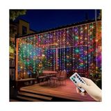 Yake Store Senon Kumandalı Peri Tel LED Aydınlatma 300 Ledli Perde Işık 10 Saçaklı 3x3 Metre Dekoratif Duvar Işığı USB Kablolu (Rgb Çok Renkli) - 1 m - 00 Beyaz