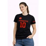 YAKE STORE TÜRKİYE Ay Yıldız Baskılı 10 Numara Forma Tişört Taraftar T-Shirt - Siyah - Siyah