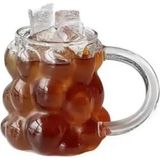 Yake Store Yeni Nesil 350 ml Üzüm Tasarımlı Bubble Borosilikat Cam Soğuk Kahve, Latte, Meşrubat Kupa Bardağı 1 Adet - 2430 - Option-1 - 0 - Siyah