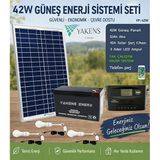 Yakens Enerji 42W Hazır Solar Paketi Güneş Paneli Enerji Sistemi 3 Led Ampul - Taşınabilir Telefon Şarjlı Aydınlatma Paketi