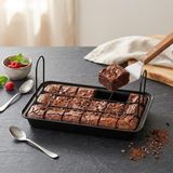 Yakestore 18 Bölmeli Kare Kesim Brownie ve Kek Kalıbı - Yanmaz, Yapışmaz ve Çizilmez Karbon Çelik Fırın Tepsisi - Option-1 - (ClearEyelets)Black-RadiantOrchid