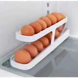 Yakestore 2 Katlı Otomatik Buzdolabı Yumurta Standı Yumurtalık Rafı Saklama Kabı Buzdolabı Organizer - Kestane Akaju - Option-1