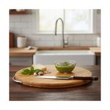 Yakestore Bambu Kesim Sunum Tahtası Yuvarlak 28 * 28 * 1,5 Cm, Asma Aparatlı Kesme Tahtası, Ahşap Kesme Tahtası.