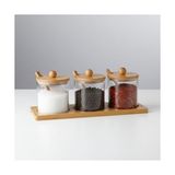 Yakestore Bambu Standlı 3'lü Cam Baharatlık, Borasilikat, 3'lü Baharat Seti - Şık ve Fonksiyonel Bambu Standlı Mutfakta Düzeni ve Lezzeti Bir Arada Yaşayın! - 0 Siyah - Option-1