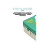 Yakestore Bento 1120ML Lunchbox Dinozor Desenli Tek Katlı 3 Bölmeli Paslanmaz Çelik Sefer Tası Yemek Kutusu (Yeşil) - Kestane Akaju - Option-1