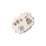 Yakestore Bento 600ML Lunchbox Capybara Desenli Tek Katlı 2 Bölmeli Paslanmaz Çelik Sefer Tası Yemek Kutusu (Yemek) - Kestane Akaju - Option-1