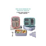 Yakestore Bento 620ML Lunchbox Tek Katlı 3 Bölmeli Çelik Sefer Tası Yemek Kutusu (Turkuaz) - Kestane Akaju - Option-1