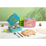 Yakestore Beslenme Kutusu Paslanmaz Çelik - 700 ml 2 Bölmeli Taşıma Kulplu Çocuk Beslenme Kabı (Turuncu) - Kestane Akaju - Option-1