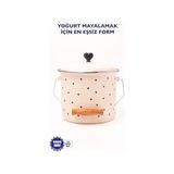 Yakestore Black Cupid Kalp Desenli Emaye Yoğurt/bakliyat Bakracı (20 Cm-3 Litre-Tüm Ocaklarla Uyumlu) - 0 Siyah - Option-1