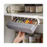Yakestore Dolap Altı Baharatlık Organizer – Açılır Kapaklı Askılı Mutfak Düzenleyici Raf, Cam Baharat Şişeli, Baharat ve Gıda Saklama Kutusu, Dolap Içi Alan Kazandıran Tasarım - 0 Siyah - Option-1