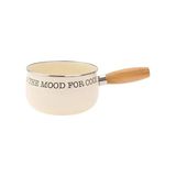 Yakestore Emaye Mini Saplı Sos Tavası – “ın The Mood For Ing” Yazılı, Krem Renk, Doğal Ahşap Saplı, Indüksiyon Uyumlu Küçük Süt ve Sos Tenceresi - (No Color) - Option-1