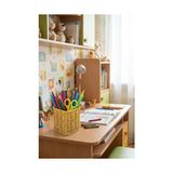 Yakestore Kare Hasır Dokulu Plastik Rattan Kaşıklık ve Çatallık, Askılı Kendiliğinden Tutmalı Çok Amaçlı Mutfak Organizeri, 10X10X14 cm - Kestane Akaju - Option-1