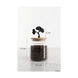 Yakestore Mat Siyah Ginkgo Figürlü 3’lü Cam Kavanoz Seti – Bambu Kapaklı 635 cc Saklama Kabı - 000-Siyah - 1 Adet - Option-1
