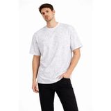 Yakestore YAKE STORE Erkek Asit Yıkama Bisiklet Yaka Kısa Kollu Oversize T-Shirt Tişört - Beyaz - Beyaz