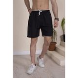 Yakestore YAKE STORE Erkek Deniz Şortu Fermuarlı Cepli File Astarlı - Siyah - Siyah