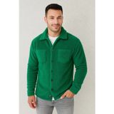 Yakestore YAKE STORE Erkek Pelüş Polar Hırka Gömlek – Yakalı, İlik Düğmeli, Göğüs Cepli, Yumuşak Dokulu Kışlık Regular Fit Rahat Günlük Model - Çimen Yeşili - Çimen Yeşili