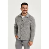 Yakestore YAKE STORE Erkek Pelüş Polar Hırka Gömlek – Yakalı, İlik Düğmeli, Göğüs Cepli, Yumuşak Dokulu Kışlık Regular Fit Rahat Günlük Model - Gri - Gri
