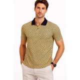 Yakestore YAKE STORE Erkek Pike Kumaş Polo Yaka Desenli Tişört Kısa Kol Yazlık T-Shirt - Sarı - Sarı