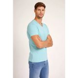 Yakestore YAKE STORE Erkek T-Shirt V Yaka Slim Fit Dar Kesim Likralı Tişört Günlük Basic Body - Turkuvaz - Turkuaz