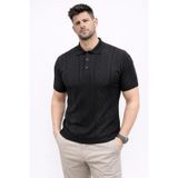 Yakestore YAKE STORE Erkek Yazlık Triko Tişört Kısa Kol Polo Yaka Düğmeli T-Shirt - Siyah - Siyah