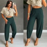 Yakestore YAKE STORE Kadın Yüksek Bel Krep Pantolon - Yeşil