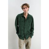 Yakestore YAKE STORE OVERSIZE DÖKÜMLÜ KADİFE YEŞİL GÖMLEK - YEŞİL