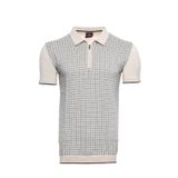 Yakestore YAKE STORE Polo Yaka Krem Desenli Fermuarlı Örme T-shirt | Wessi - Krem