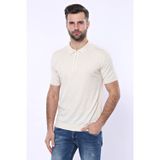 Yakestore YAKE STORE Polo Yaka Krem Düz Örme T-shirt | Wessi - Krem