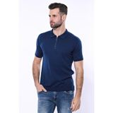 Yakestore YAKE STORE Polo Yaka Parlament Düz Örme T-shirt | Wessi - Mavi