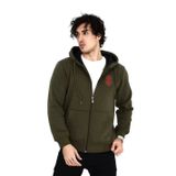 Yakestore YAKE STORE Unisex Baskılı Tam Fermuarlı Kapşonlu SweatShirt - Haki - Haki