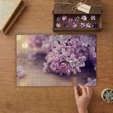 Yakın Çekim Leylak Çiçeği Tasarımı 240 Parça Ahşap Puzzle Ahşap Kutuda MP03674