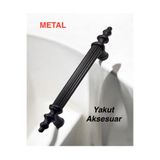 YAKUT AKSESUAR (6,4 cm)-Siyah-Metal Alüminyum Kulp Dolap Çekmece Mobilya Kulpu Mutfak Banyo Kulbu-Asos64mm-ELF135
