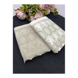 Yakut Fransiz Dantelli Kadife El Ve Yuz Havlusu 2Li Set 50/90Cm