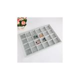 Yakut Hediyelik Aksesuar Yerli Mdf Üzerine Süet Gri 24 Bölmeli Kolye Ucu Küpe Yüzük Servis Tablası