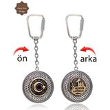 Yakut Taşlı Ayyıldız ve Mardin Hatırası Çift Taraflı Oksitli Gümüş Telkari Anahtarlık 201025171
