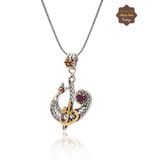 Yakut Taşlı Elif Vav Model Oksitli 925 Ayar Gümüş Telkari Kadın Kolye 201025701