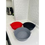 Yakut Yanmaz Yapışmaz Yıkanabilir Yuvarlak Silikon Kulplu Airfryer Kalıbı 3 Adet
