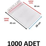 Yakutsan 1000 Adet Şeffaf Yapışkanlı Delikli Poşet - Opp Kendinden Yapışkanlı Parlak Poşet Delikli 28X45 cm