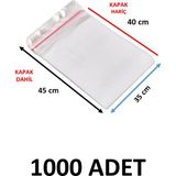 Yakutsan 1000 Adet Şeffaf Yapışkanlı Delikli Poşet - Opp Kendinden Yapışkanlı Parlak Poşet Delikli 35X45 cm